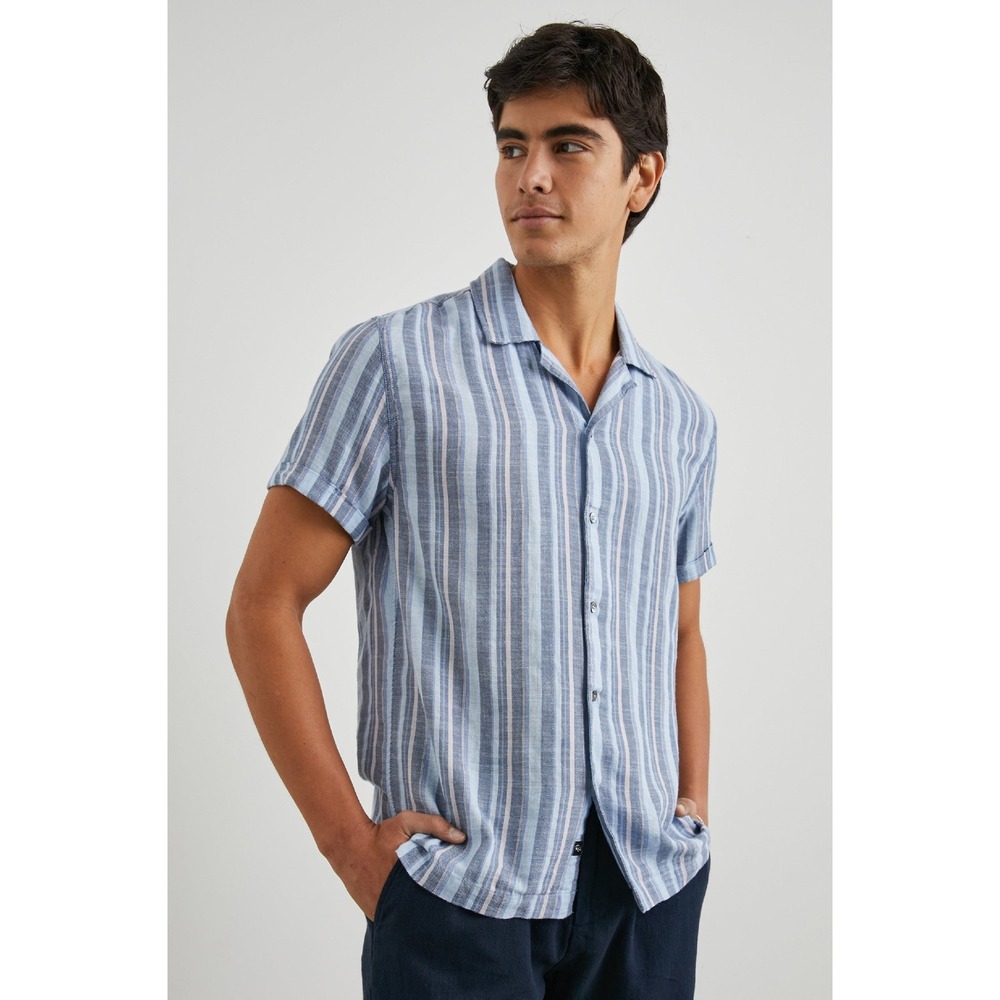 Rails Men's Amalfi Button Down Shirt  in Powder‎ Cobalt Stripe Size S